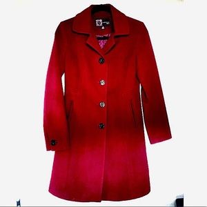 Anne Klein Wool Peacoat Dress Deep Red